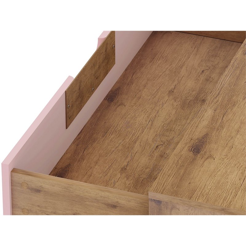 Eden Home 3-Drawer Contemporary Wood Dresser in Rose pink/Natural (Set of 2)