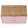 Eden Home 3-Drawer Contemporary Wood Dresser in Rose pink/Natural (Set of 2)