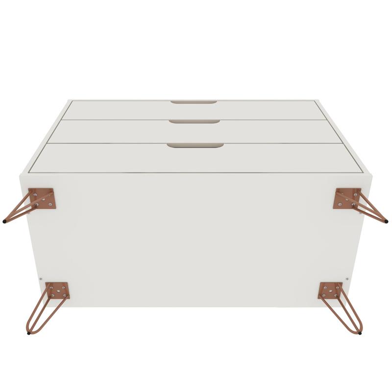 Eden Home 3-Drawer Mid-Century Wood Dresser with Metal Legs in Off White