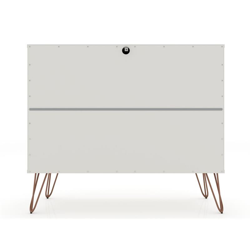 Eden Home 3-Drawer Mid-Century Wood Dresser with Metal Legs in Off White