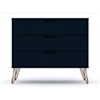 Eden Home 3-Drawer Contemporary Wood Dresser in Blue (Set of 2)