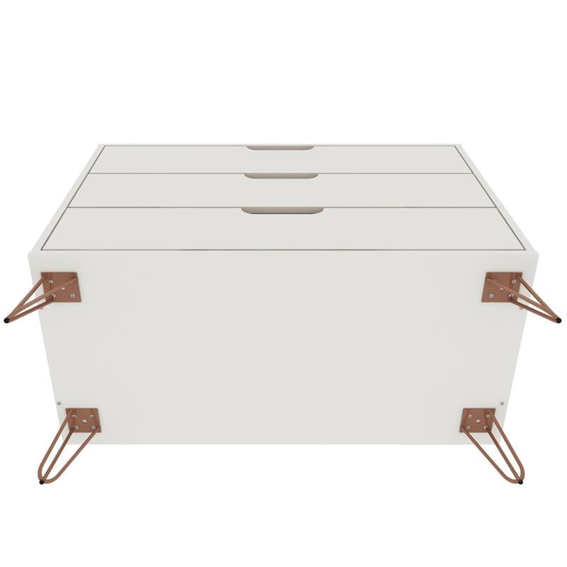Eden Home 3-Drawer Mid-Century Wood Dresser in Off White/Natural