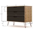Eden Home 3-Drawer Contemporary Wood Dresser in Textured Gray/Natural (Set of 2)