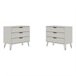 Eden Home 3-Drawer Contemporary Wood Dresser in Off White/Natural (Set of 2)