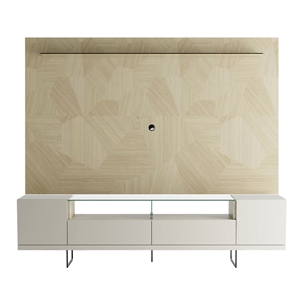eden home engineered wood tv stand with panel glass in off white mosaic