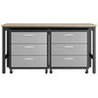 Eden Home 3-Piece Modern Metal Wood Garage Cabinet & Worktable in Gray