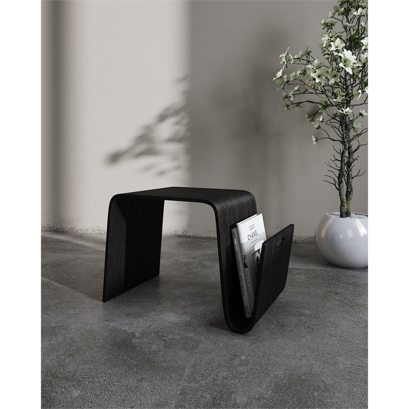 Eden Home Contemporary Plywood/Ashwood Veneer End Table in Black
