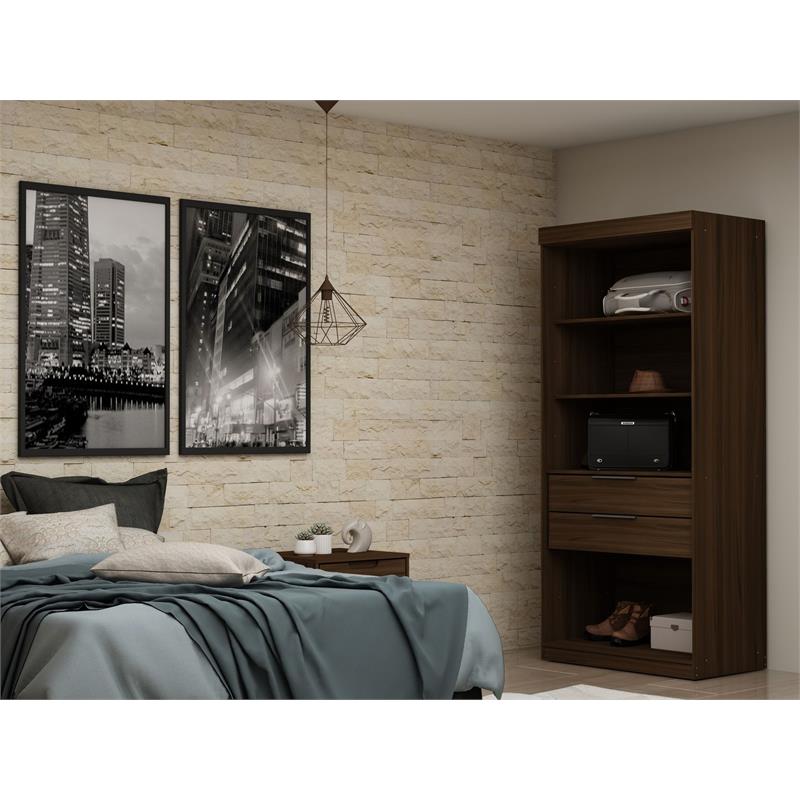 Eden Home 4-Cubby Contemporary Wood Open Sectional Closet in Brown