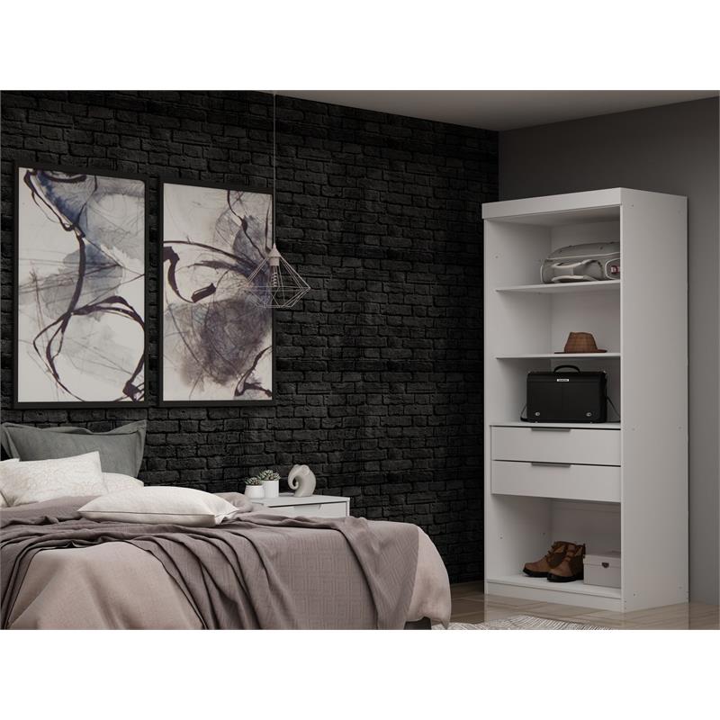Eden Home Contemporary Wood Open Sectional Closet with Adjustable Shelf in White