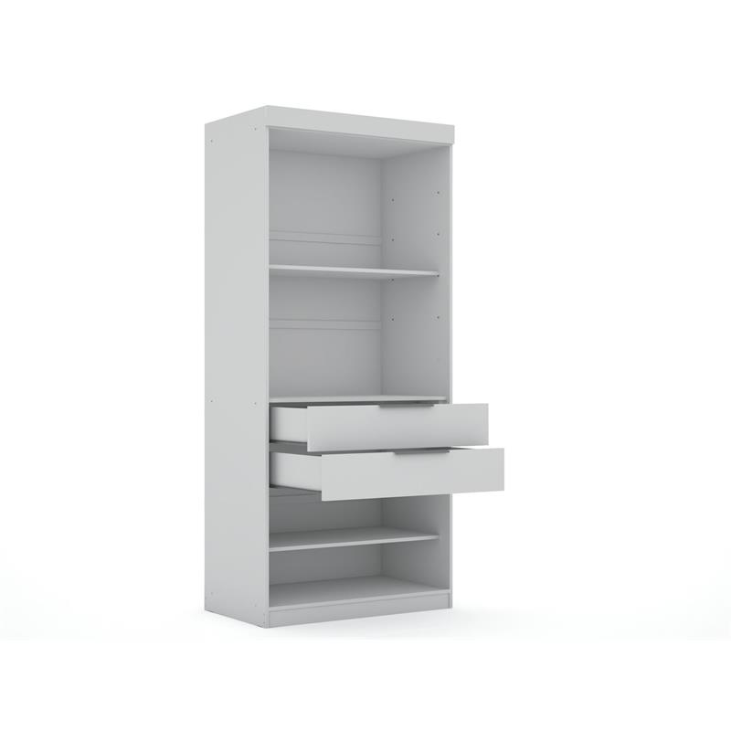 Eden Home Contemporary Wood Open Sectional Closet with Adjustable Shelf in White