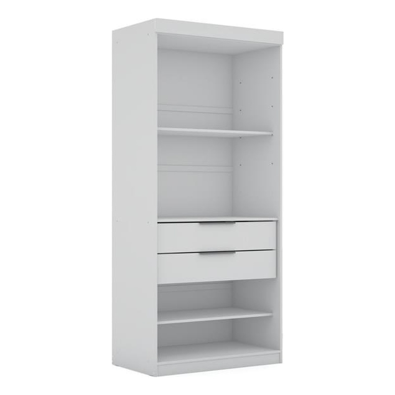Eden Home Contemporary Wood Open Sectional Closet with Adjustable Shelf in White