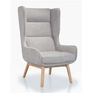 eden home modern twill fabric upholstered high back accent chair in natural gray