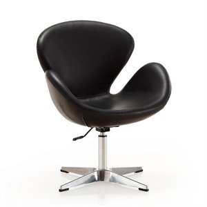 eden home modern faux leather height adjustable chair in black