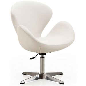 eden home modern faux leather height adjustable chair in white