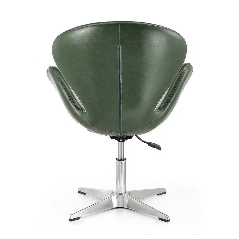 Eden Home Height Adjustable Faux Leather & Metal Chair in Forest Green/Chrome