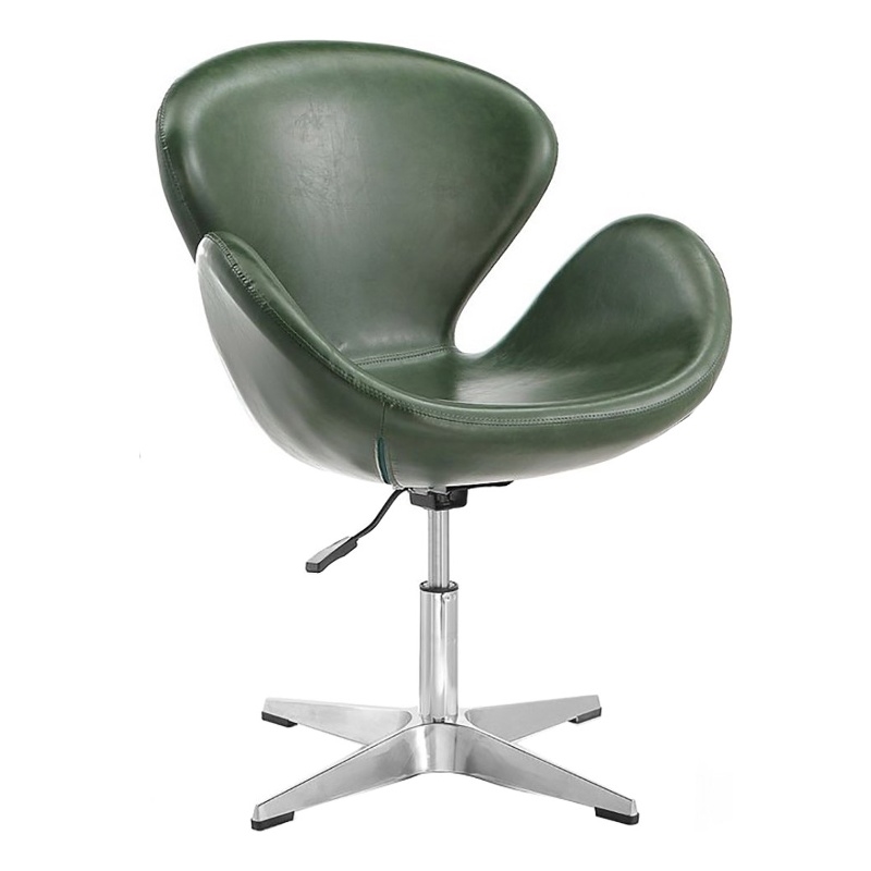 Eden Home Height Adjustable Faux Leather & Metal Chair in Forest Green/Chrome