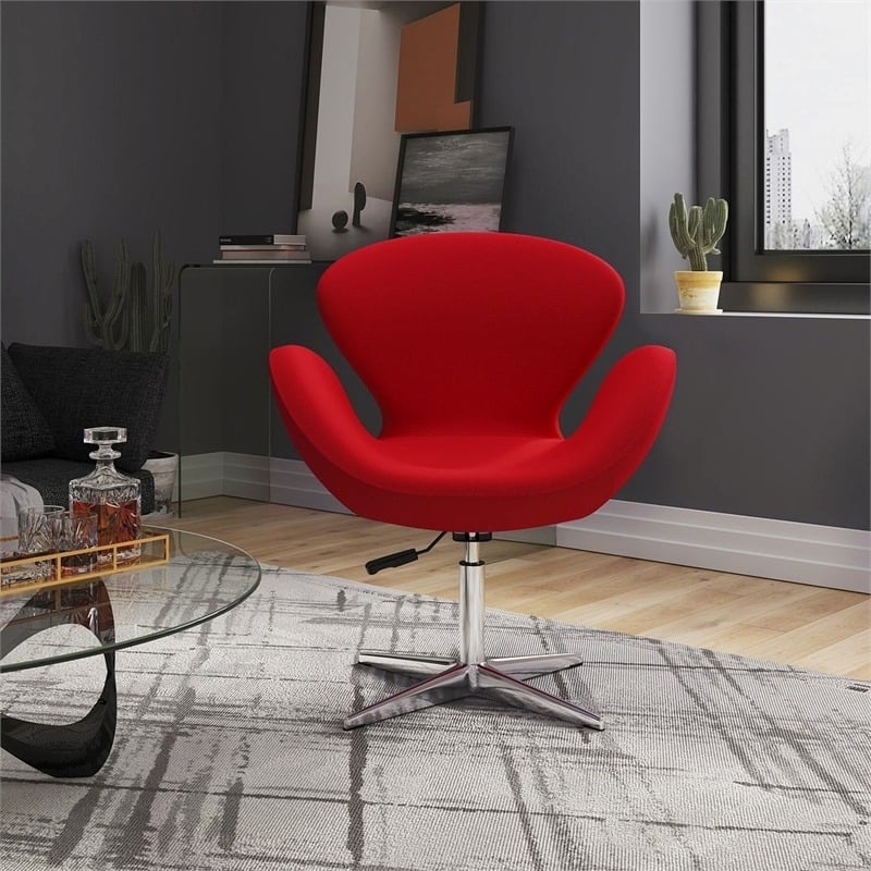 Eden Home Contemporary Fabric Accent Chair with 4 Spider Legs in Red