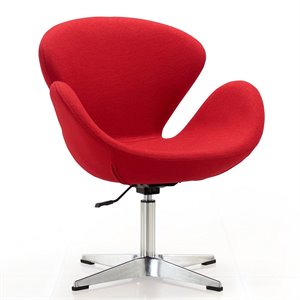 eden home mid-century modern fabric height adjustable chair in red