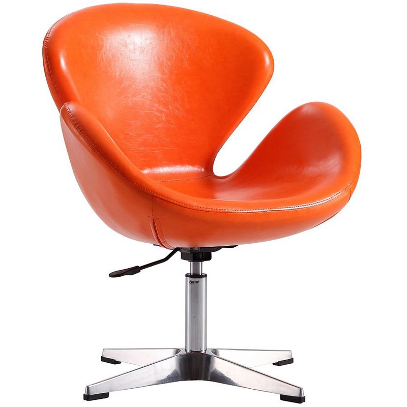 Eden Home Contemporary Faux Leather Accent Chair in Tangerine Orange