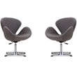 Eden Home Modern Fabric & Metal Accent Chair in Gray/Chrome (Set of 2)