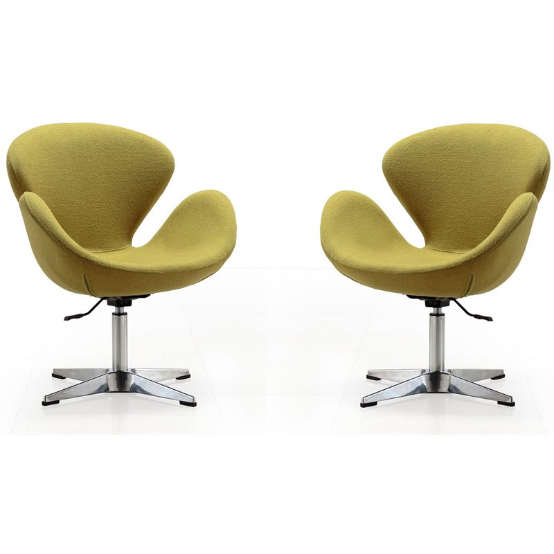 Eden Home Modern Fabric Accent Chair with 4 Spider Legs in Green (Set of 2)