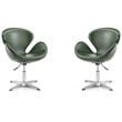 Eden Home Modern Faux Leather Accent Chair in Forest Green (Set of 2)