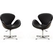 Eden Home Adjustable Height Faux Leather Accent Chair in Black (Set of 2)