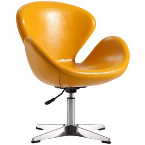 eden home mid-century modern faux leather height adjustable chair in yellow