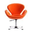 Eden Home Contemporary Faux Leather Accent Chair in Tangerine Orange (Set of 2)