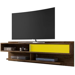 Eden Home 21&quot Modern Wood Floating Entertainment Center in Brown/Yellow