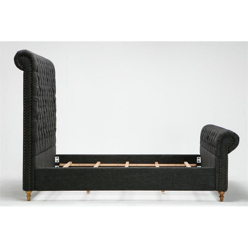 Eden Home Upholstered Tufted Mid-Century Fabric Full Bed Frame in Charcoal