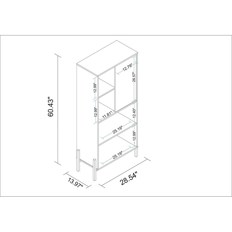 Eden Home 5-Shelf Mid-Century Solid Wood Bookcase in White/Oak
