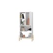 Eden Home 5-Shelf Mid-Century Solid Wood Bookcase in White/Oak