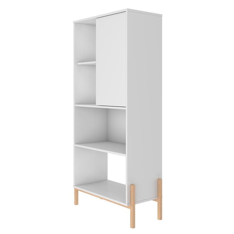 Eden Home 5-Shelf Mid-Century Solid Wood Bookcase in White/Oak