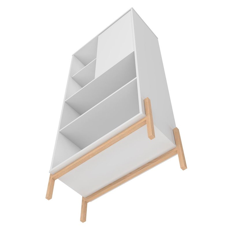 Eden Home 5-Shelf Mid-Century Solid Wood Bookcase in White/Oak