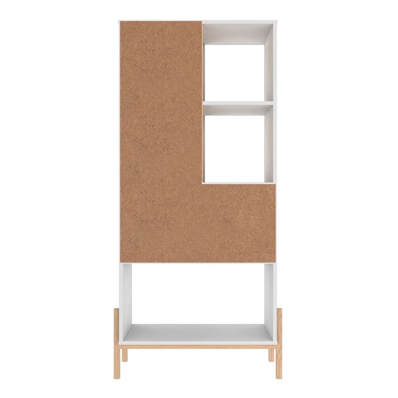 Eden Home 5-Shelf Mid-Century Solid Wood Bookcase in White/Oak