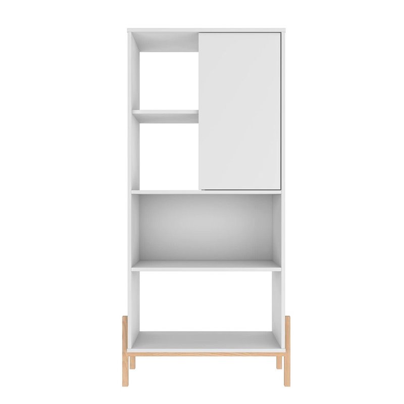 Eden Home 5-Shelf Mid-Century Solid Wood Bookcase in White/Oak