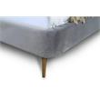 Eden Home Upholstered Mid-Century Velvet Full Bed Frame in Gray/Gold
