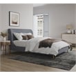 Eden Home Upholstered Mid-Century Velvet Full Bed Frame in Gray/Gold