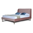 Eden Home Upholstered Wingback Mid-Century Velvet Queen Bed Frame in Blush Pink