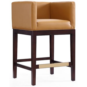 Eden Home 26&quot Contemporary Faux Leather Counter Stool in Camel