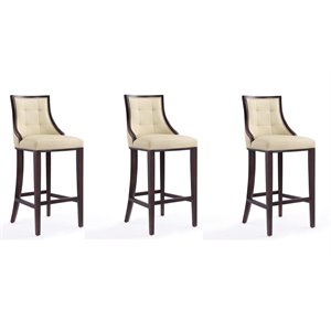 Eden Home 31.5&quot Contemporary Faux Leather Barstool Set in Cream (Set of 3)