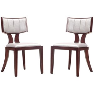 Eden Home 18.1&quot Contemporary Faux Leather Dining Chair in Silver (Set of 2)