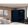 Eden Home 2-Piece Contemporary Wood Open Corner Closet Set in Midnight Blue