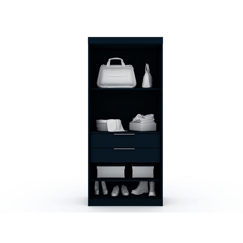 Eden Home 2-Piece Contemporary Wood Open Sectional Corner Closet Set in Blue