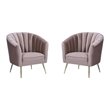 Eden Home Contemporary Velvet & Metal Accent Chair in Pink/Gold (Set of 2)