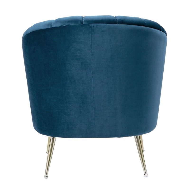 Eden Home Contemporary Velvet & Metal Accent Chair in Blue/Gold