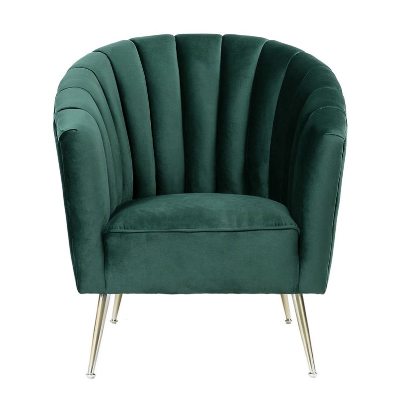 Eden Home Contemporary Velvet & Metal Accent Chair in Green/Gold