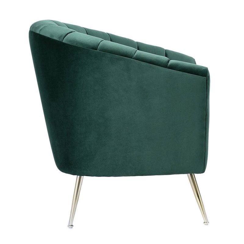 Eden Home Contemporary Velvet & Metal Accent Chair in Green/Gold