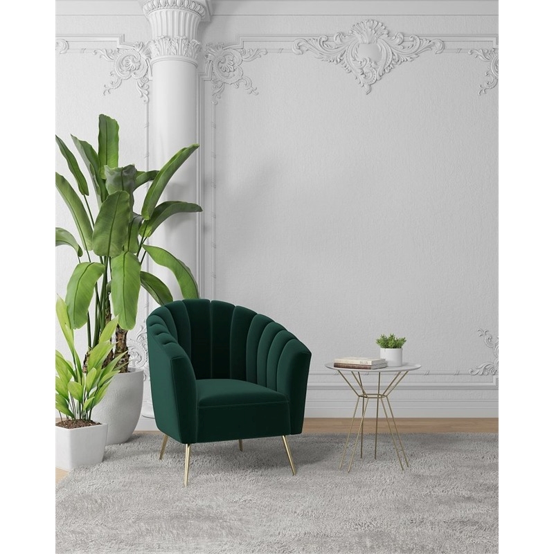 Eden Home Contemporary Velvet & Metal Accent Chair in Green/Gold